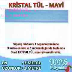 SüSLeme Tülü Kristal Tül, 3 mt en x 1 mt uzunluk - Mavi