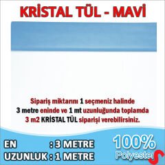 SüSLeme Tülü Kristal Tül, 3 mt en x 1 mt uzunluk - Mavi