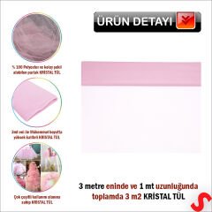 SüSLeme Tülü Kristal Tül, 3 mt en x 1 mt uzunluk - Pembe
