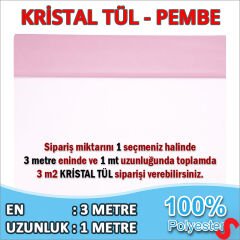 SüSLeme Tülü Kristal Tül, 3 mt en x 1 mt uzunluk - Pembe