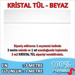 SüSLeme Tülü Kristal Tül, 3 mt en x 1 mt uzunluk - Beyaz