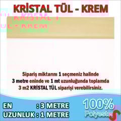 SüSLeme Tülü Kristal Tül, 3 mt en x 1 mt uzunluk - Krem