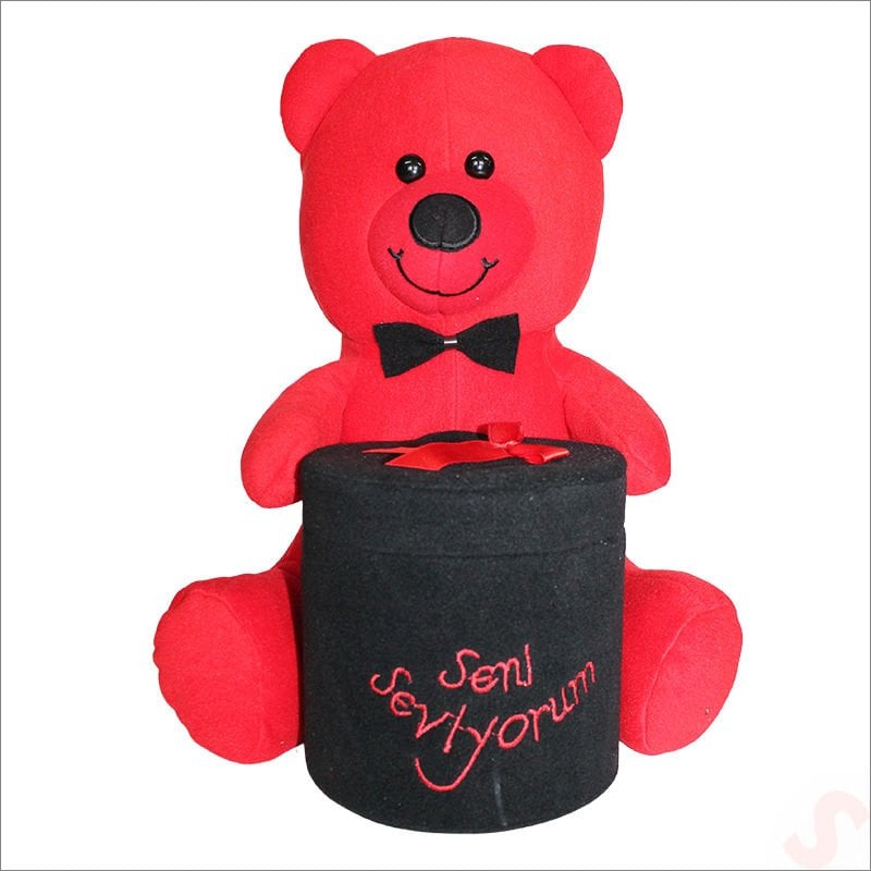 Pelüş Ayıcık Seni Seviyorum Kutu, 43 cm - Kırmızı