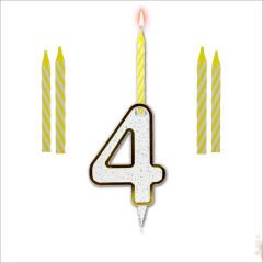 4 Rakam Şeffaf Mumluk ve 4 adet MuM