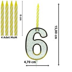 6 Rakam Şeffaf Mumluk ve 4 adet MuM