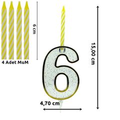 6 Rakam Şeffaf Mumluk ve 4 adet MuM