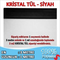 SüSLeme Tülü Kristal Tül, 3 mt en x 1 mt uzunluk - Siyah