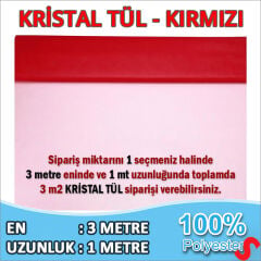 SüSLeme Tülü Kristal Tül, 3 mt en x 1 mt uzunluk - Kırmızı