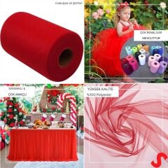 SüSLeme Tülü Kristal Tül, 3 mt en x 1 mt uzunluk - Kırmızı