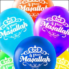 Maşallah Çok Renkli Pastel Balon, 30cm x 8 Adet