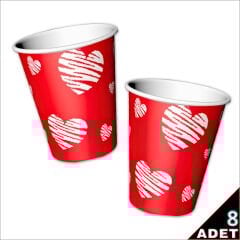 Love Karton Bardak -  8 Adet