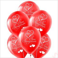 Seni Seviyorum Baskılı Pastel Balon, 30cm x 8 Adet