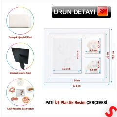 Kedi Köpek Pati İzi  Resim Çerçevesi, 27,5cm x 23,5cm
