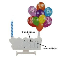 Led Işıklı Müzikli Doğum Günü Mumu, Mavi