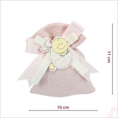 Lavantalı Keten Kese 11cm x 10cm - Pembe, 1 Adet