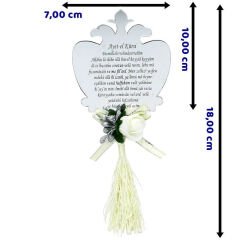 Ayna Pleksi Ayet-el Kürsi - Beyaz Süslü - Magnet - Gümüş