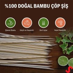 Bambu Çöp Şiş, Kurabiye Çubuğu, 25 cm x 90 Adet