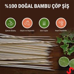 Bambu Çöp Şiş, Kurabiye Çubuğu, 25 cm x 90 Adet