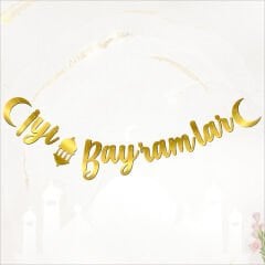 İyi Bayramlar Metalik Altın Banner - 2.10 mt