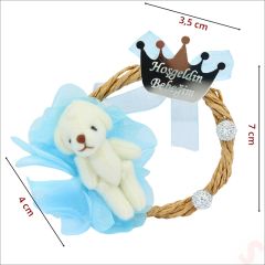 Kutulu ve Ayıcıklı Hoşgeldin Bebeğim 7cm Pano - Mavi, 10 Adet