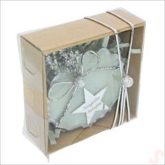 Kutulu ve Yıldız Pleksili 6,5cm Epoksi Magnet, Gümüş - 1 Adet