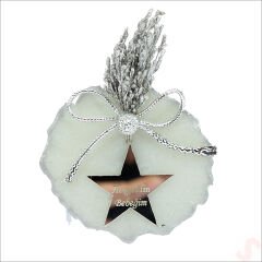 Kutulu ve Yıldız Pleksili 6,5cm Epoksi Magnet, Gümüş - 20 Adet