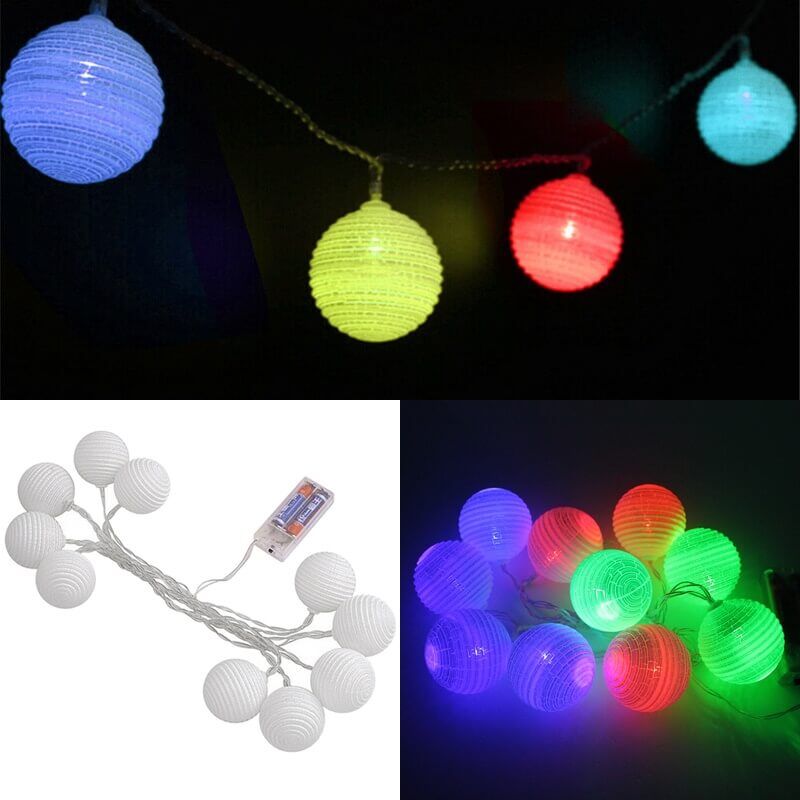 Ledli Toplar Dizini Pilli Işık, 2,00 mt, Çok Renkli Led