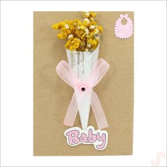 Bebek Buketi, 15cm x 10cm Kartlıklı Magnet - Pembe, 20 Adet