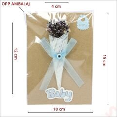 Bebek Buketi, 15cm x 10cm Kartlıklı Magnet - Mavi, 20 Adet