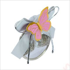 Lavantalı ve Pembe Kelebekli 6,5cm Metal Pano Magnet, 10 Adet