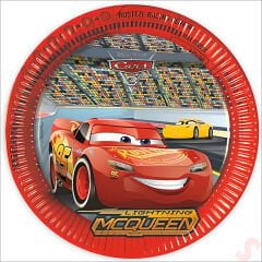 Cars 3, Karton Tabak - 23cm x 8 Adet