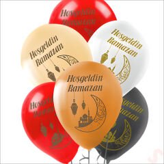 Hoşgeldin Ramazan Pastel Balon, 30cm x 8 Adet