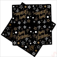 İyiki Doğdun Siyah & Altın Peçete, 33cm x 33cm - 20 Adet