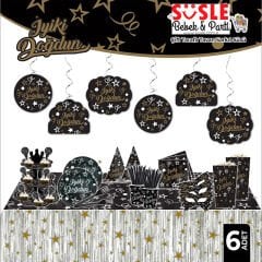 İyiki Doğdun Siyah & Altın, 6'lı Tavan SüSü - 70 cm