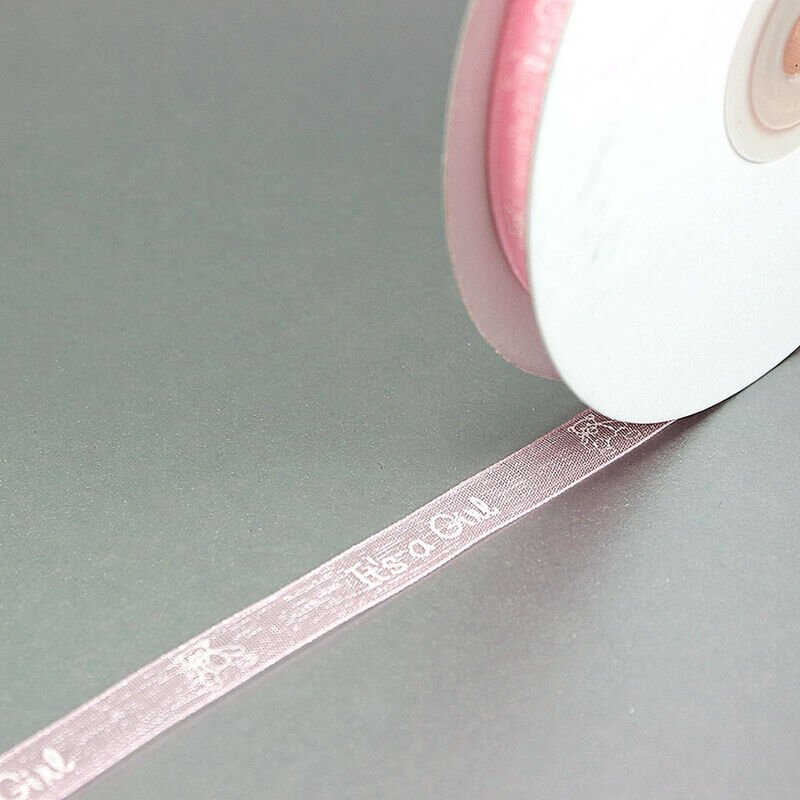 Organze Kurdele, Boy / Girl - 1,0 cm x 23 mt - Renk Seçenekli - PEMBE