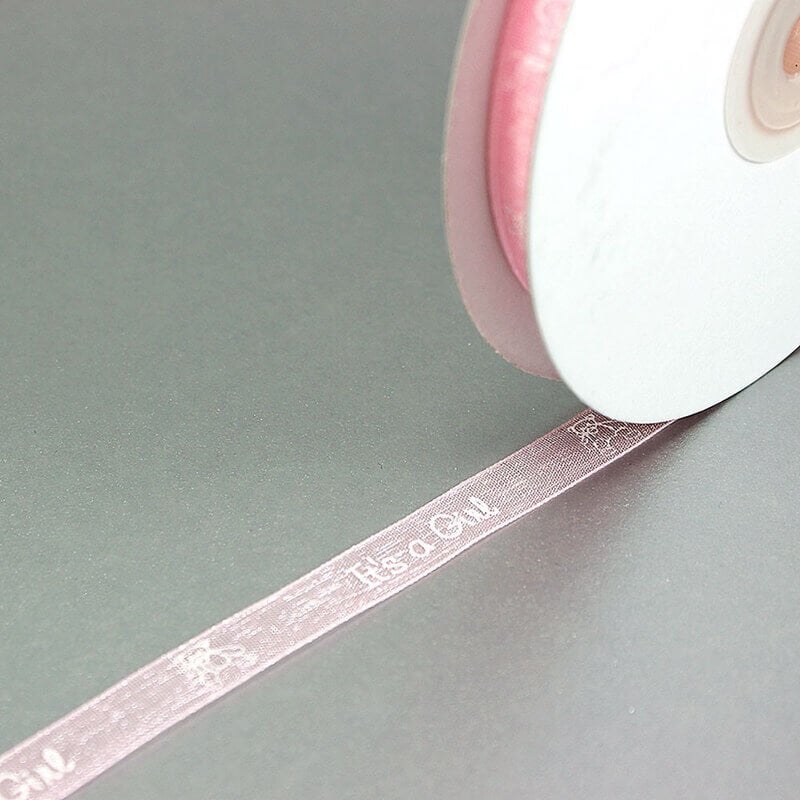 Organze Kurdele, Boy / Girl - 1,0 cm x 23 mt - Renk Seçenekli - PEMBE