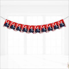 Bayraklı Atatürk Flama Seti, 17cm x 11cm - 10'lu