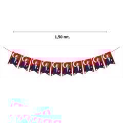 Bayraklı Atatürk Flama Seti, 17cm x 11cm - 10'lu