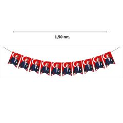 Bayraklı Atatürk Flama Seti, 17cm x 11cm - 10'lu