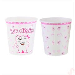 İlk Dişim Karton Bardak, 8 Adet - Pembe