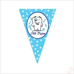 İlk Dişim Üçgen Bayrak Flama, 2 mt - Mavi