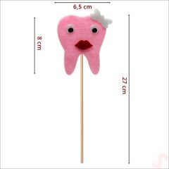 SüSLü ve Çubuklu Diş Magnet, 27cmx 6,5cm - Pembe, 1 Adet