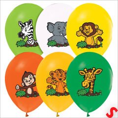 Safari Sevimli Hayvanlar Temalı 30cm Balon - 5 Adet