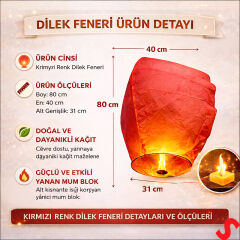 Dilek Feneri, Dilek Balonu Kırmızı - 1 Adet