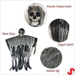 İskelet Hayalet Halloween Dekor SüSü, 80cm x 60cm