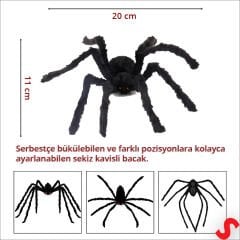 Tüylü Pelüş Örümcek, 20 cm