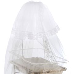 Bebek Beşik ve Oyun Parkı Cibinlik, Kristal Tüllü, 10 m2, Beyaz