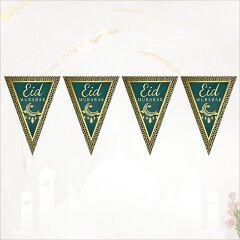 Eid Mubarak Üçgen Bayrak Flama - 2 mt