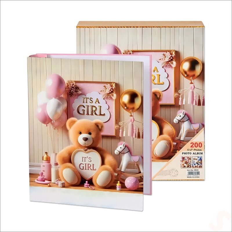 Bebek Fotoğraf Albümü, Kutulu ve 200 Resimlik - Pembe