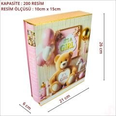 Bebek Fotoğraf Albümü, Kutulu ve 200 Resimlik - Pembe